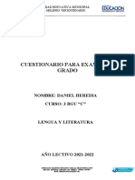 Cuestionario para Examen de Grado LENGUA Y LITERATURA