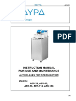 Instruction Manual For Use and Maintenance: Autoclaves For Sterilization Models: AES-28, AES-50, AES-75, AES-110, AES-150