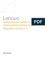 Lenovo: G400s/G405s/G400s Touch G500s/G505s/G500s Touch Regulatory Notice