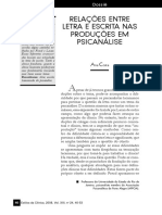 Relações Entreletra e Escrita Nasproduções Empsicanálise - Ana Costa