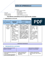 Sesión de Aprendizaje: Escribimos Anécdotas de Las Experiencias Vividas