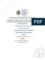 Impacto de Las Redes Sociales en La Vida Sociopolítico de La Comunidad El Dorado Del Municipio de Estelí de Agosto A Diciembre