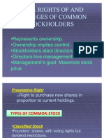 Legal Rights of and Privileges of Common Stockholders