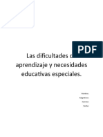 Las Dificultades de Aprendizaje y Necesidades Educativas Especiales