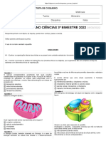 Simulado Av2 - 6º Ano Ciências 3º Bimestre 2022 (Estudo Da Célula)