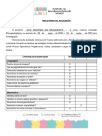 Relatório de Avaliação - Psicopedagoga