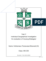 Year 2 Individual Geographical Investigation An Evaluation of Housing Strategies'