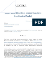 Certificacion de Estados Financieros