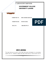 Input and Output Devices: Government College University Lahore