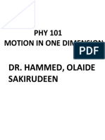 Phy 101-Motion in One Dimension (2) by DR Hammed