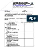 Classroom Observation Form