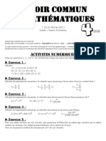 Devoir Commun de Mathematiques 4eme - 2011 Version 1