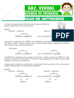 Analogias de Antonimos para Segundo de Primaria