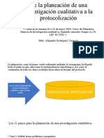 De La Planeación A La Protocolización de Una Investigación Cualitativa para La Intervención