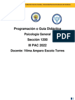 Programación Didáctica Psicología General III PAC 2022