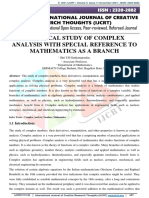 A CRITICAL STUDY OF COMPLEX ANALYSIS WITH SPECIAL REFERENCE TO MATHEMATICS AS A BRANCH by Shri S H Sankanagoudar