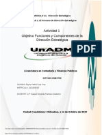 Actividad 1 Objetivo Funciones y Componentes de La Dirección Estratégica