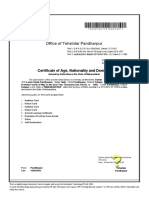 Office of Tehsildar Pandharpur: Certificate of Age, Nationality and Domicile