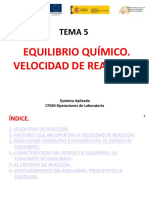 Tema 5 - Equilibrio Químico. Velocidad de Reacción.