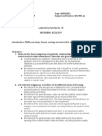 Micropara - Laboratory Activity No. 10 - Microbial Ecology