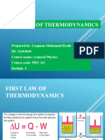 First Law of Thermodynamics Updated Summer 2021