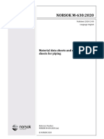 Norsok Standard NORSOK M-630:2020: Material Data Sheets and Element Data Sheets For Piping