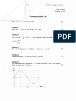 Trigonometry Class Test: 18/7/11 ACE-Learning Worksheet © ACE-Learning Systems Pte LTD