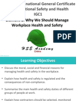 Element 1: Why We Should Manage Workplace Health and Safety