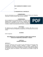 Acuerdo Gubernativo Numero 134 2014 Reglamento de La Ley Del Impuesto Sobre Circulacion de Vehiculos Terrestres Maritimos Y Aereos