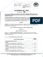 Acuerdo N 063-2018 SE SEALAN LAS TARIFAS DE LAS TASA DRECHOSIMPUESTOSMULTAS Y CONTRIBUCIONES MUNICIPALES QUE SE APLICARAN EN EL MUNICIPIO