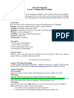 Unit 3 Development Lesson 2. Talking About Teaching: The Structure of Presentations