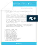 Comunicado Presidencia Juicio Político