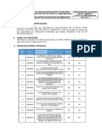 Especificaciones Técnicas Estudio Filtros Equipo