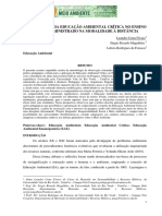 A Efetivação Da Educação Ambiental Crítica No Ensino Superior, Ministrado Na Modalidade À Distância