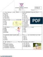 Anuban Phuket School Test: Unit 4 Name: - Class: - Number