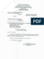 Letter - AUB - Gilbert Orlanes Tesoro - Notice of Garnishment