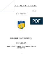 Industry News Digest Volume 2, No. 13, July 1 - 15, 2011 For Amity University Uttar Pradesh Lucknow Campus by CRC and Moc Library