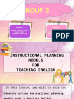 INSTRUCTIONAL PLANNING MODELS Reporting