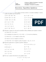 4 Lista de Exercı́cios: Superfı́cies Quádricas