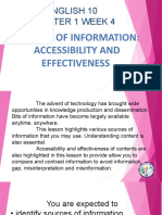 English 10 Quarter 1 Week 4: Sources of Information: Accessibility and Effectiveness