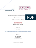 Audit de La Gestion Publique Et L'évaluation Des Politiques Publiques