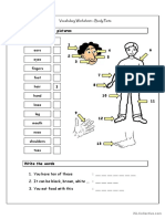 Vocabulary Matching Worksheet - Body Parts