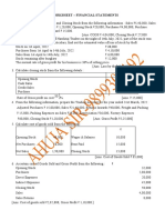 Worksheet Financial Statements