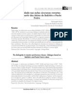 A Dialogicidade Nas Aulas Síncronas Remotas. Diálogo A Partir Das Ideias de Baktin e Paulo Freire