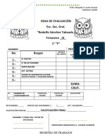 1° Grado. Hoja de Evaluación