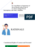 Guidelines On The Cancellation or Suspension of Classes and Work in Schools in The Event of Natural Disasters Power OutagesPower Interruptions and Other Calamities