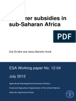 Fertilizer Subsidies in Sub-Saharan Africa: ESA Working Paper No. 12-04 July 2012