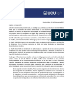 Comunicado de La Universidad Católica Sobre Situación de Adrián Peña