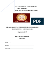 ME8462-Manufacturing Technology Lab-II 2017 Regulation