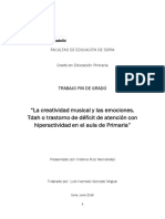 La Creatividad Musical y Las Emociones. TDAH o Trastorno de Deficit de Atención en El Aula